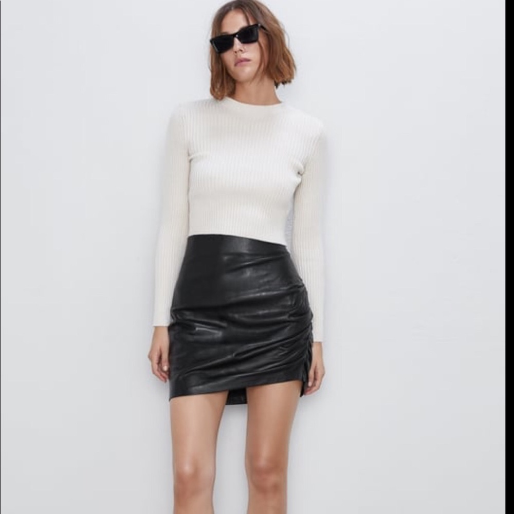 Zara leather mini skirt